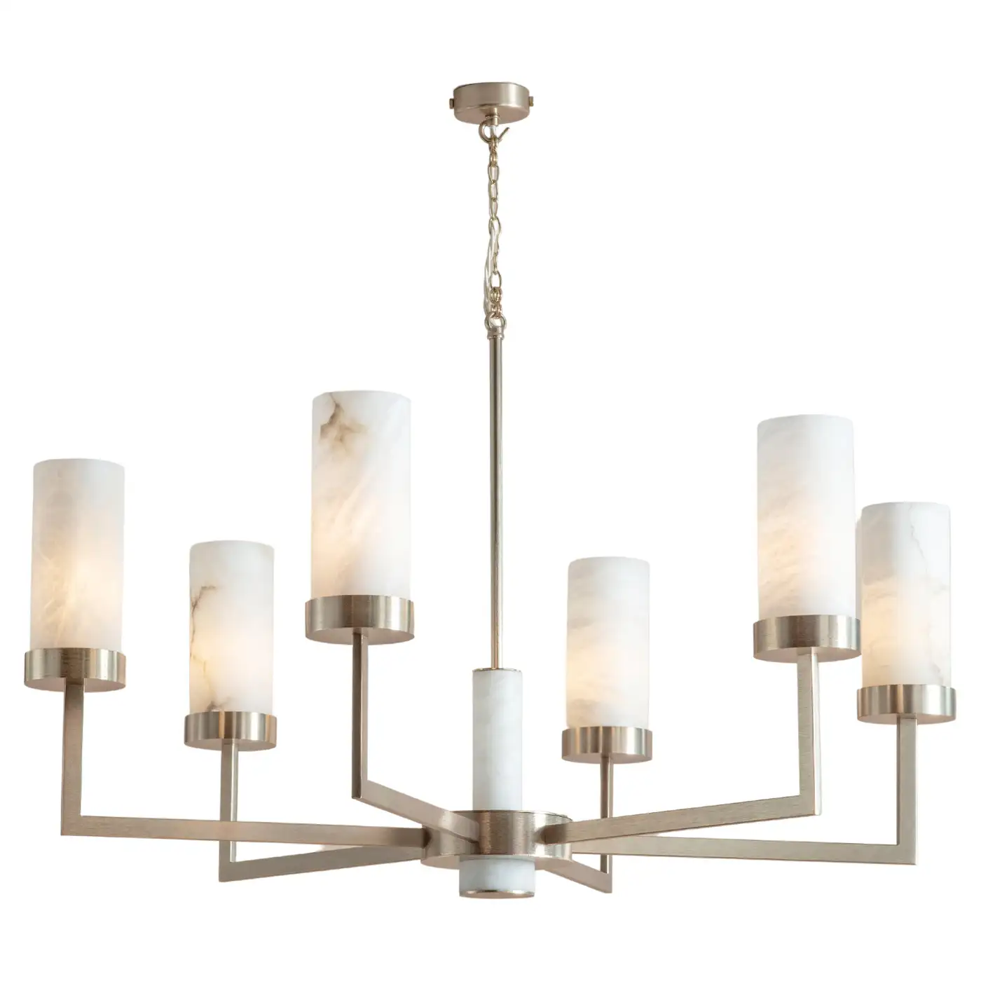 Contemporary  Alabaster 6-arm Compass Chandelier - Image 6