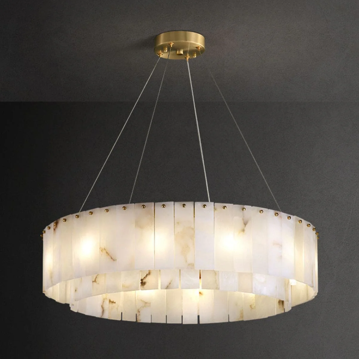 Copper & Alabaster Chandelier - Image 16