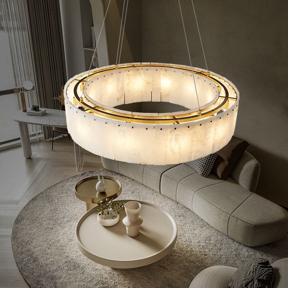Copper & Alabaster Chandelier - Image 17