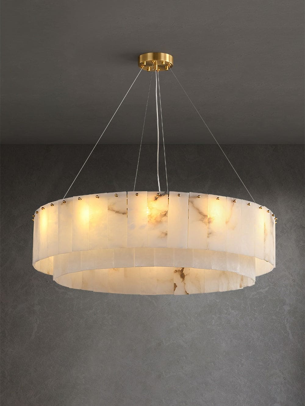 Copper & Alabaster Chandelier - Image 2