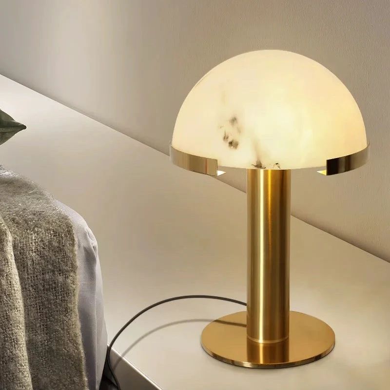 Copper And Alabaster Dome Table Lamp - Image 2