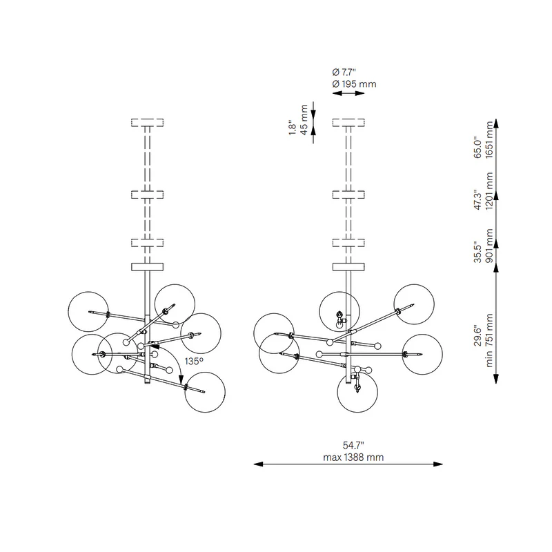 RD15 6 - Light Modern Brass Chandelier 55.63" - Image 16