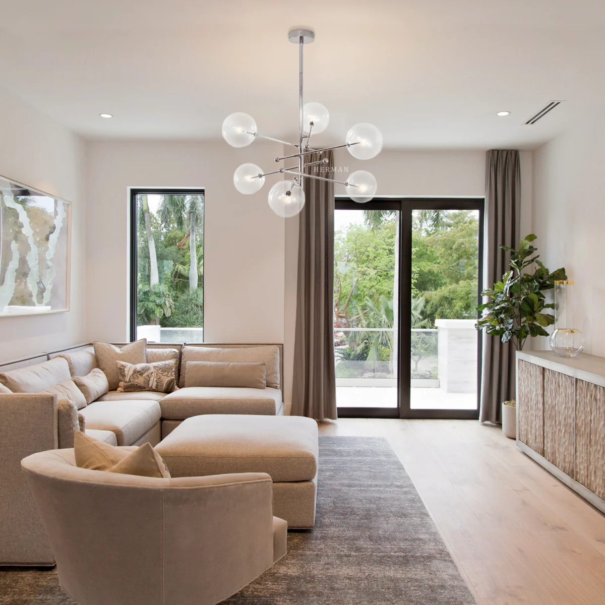 RD15 6 - Light Modern Brass Chandelier 55.63" - Image 4