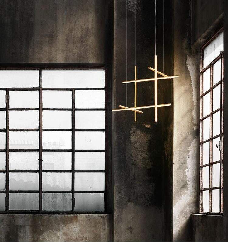 Crossed Aluminum Pendant Light Modern Designer High Ceiling LED Hanging Lights For Living Room Villa - Image 4
