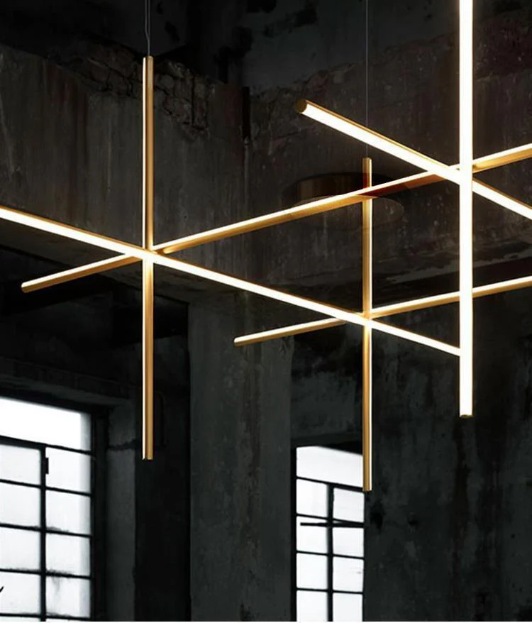 Crossed Aluminum Pendant Light Modern Designer High Ceiling LED Hanging Lights For Living Room Villa - Image 5