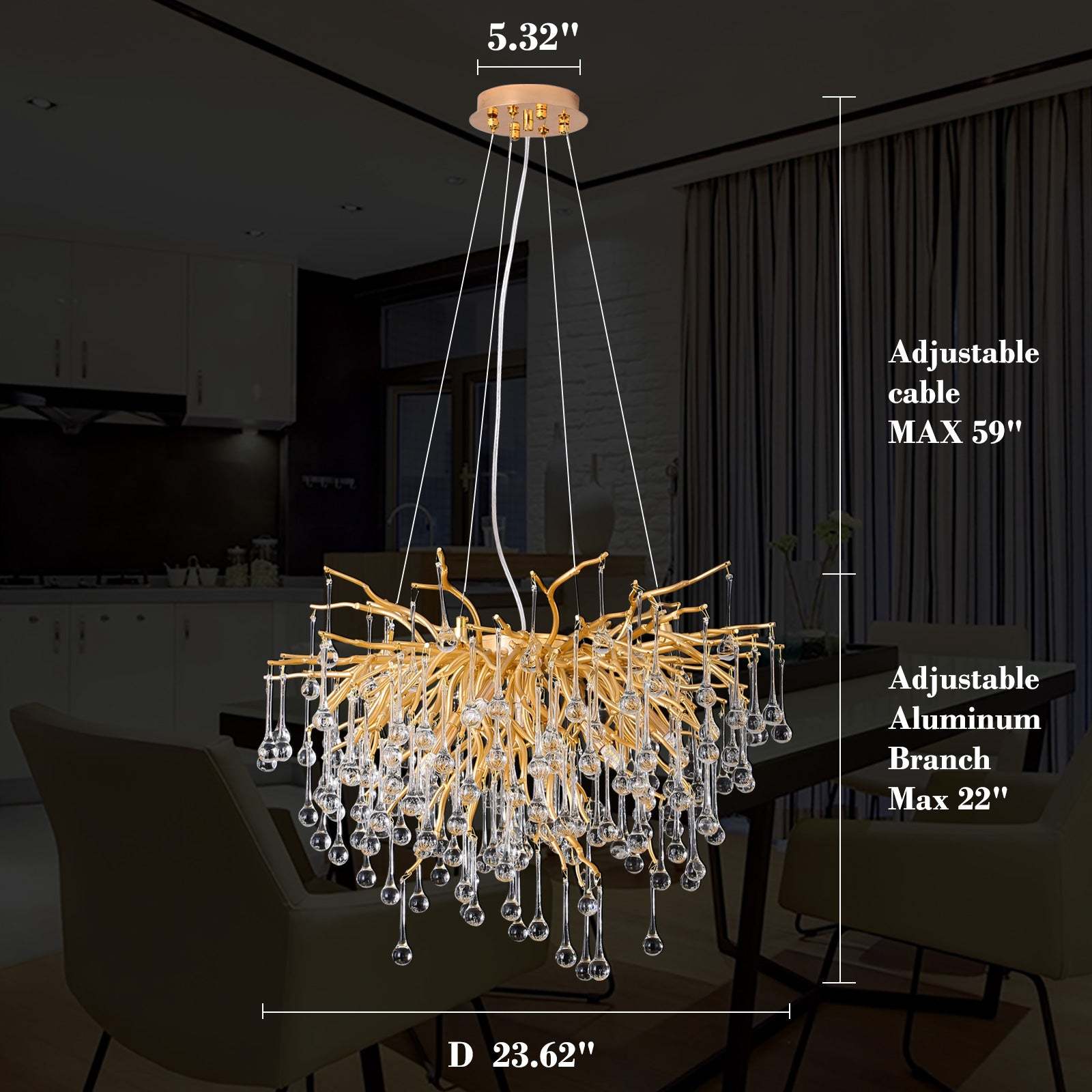 Crystal Branch Raindrop Chandelier - Image 3