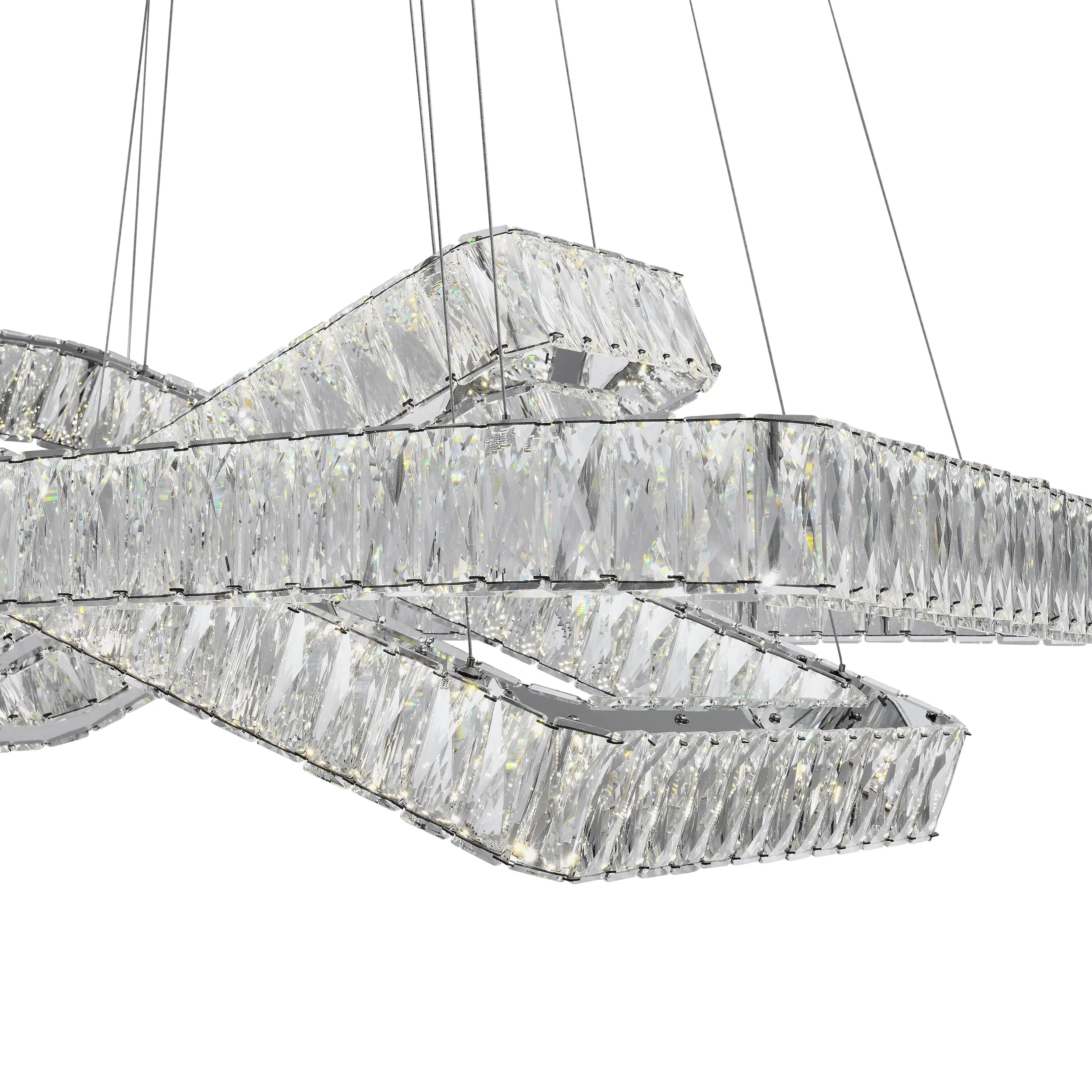 Crystal Elegance LED Chandelier //  3 Rectangles - Image 4