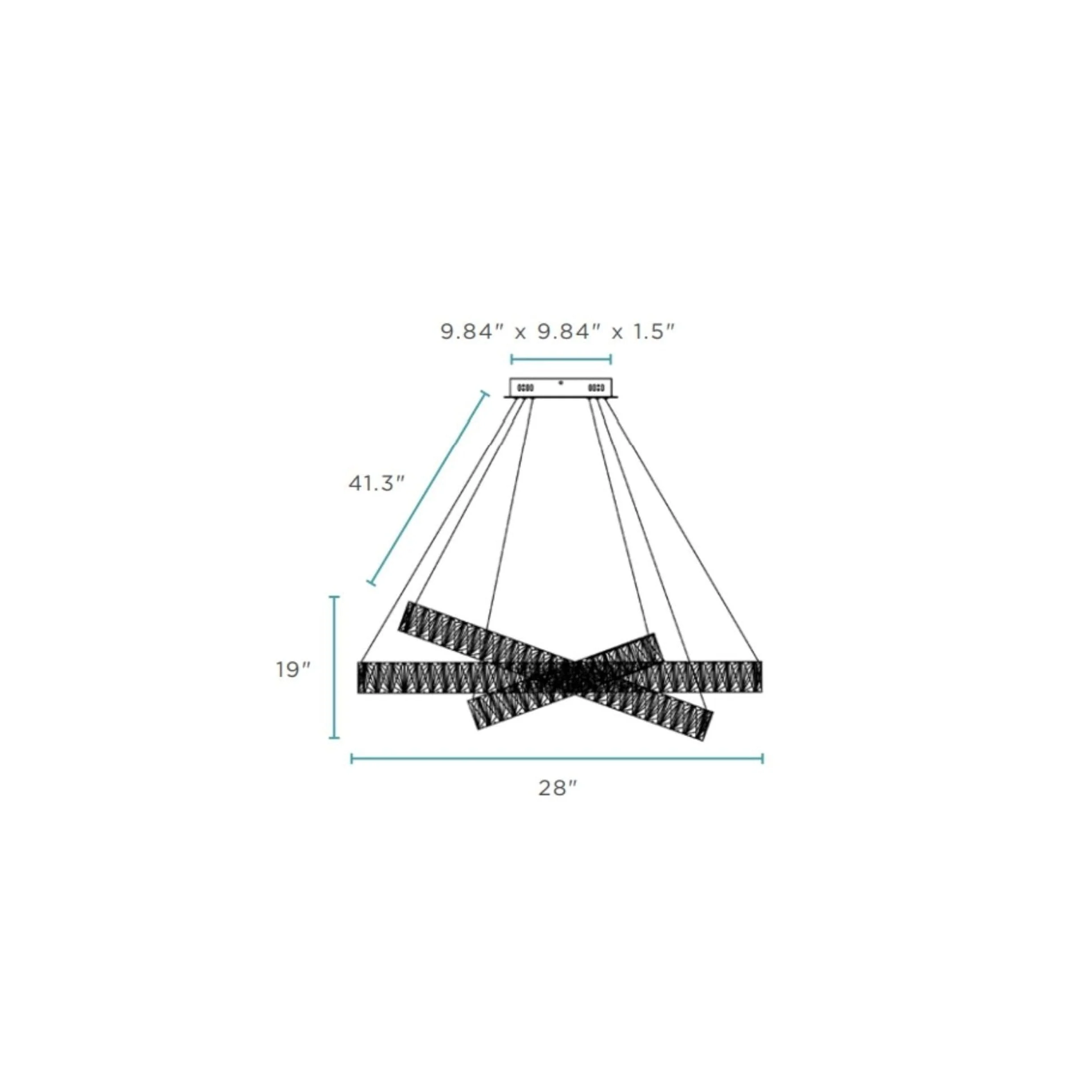Crystal Elegance LED Chandelier //  3 Rectangles - Image 6