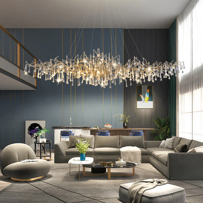 Crystal Teardrop Brass Branch Chandelier - Image 11