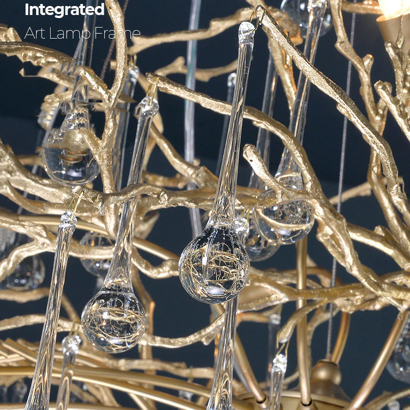 Crystal Teardrop Brass Branch Chandelier - Image 7