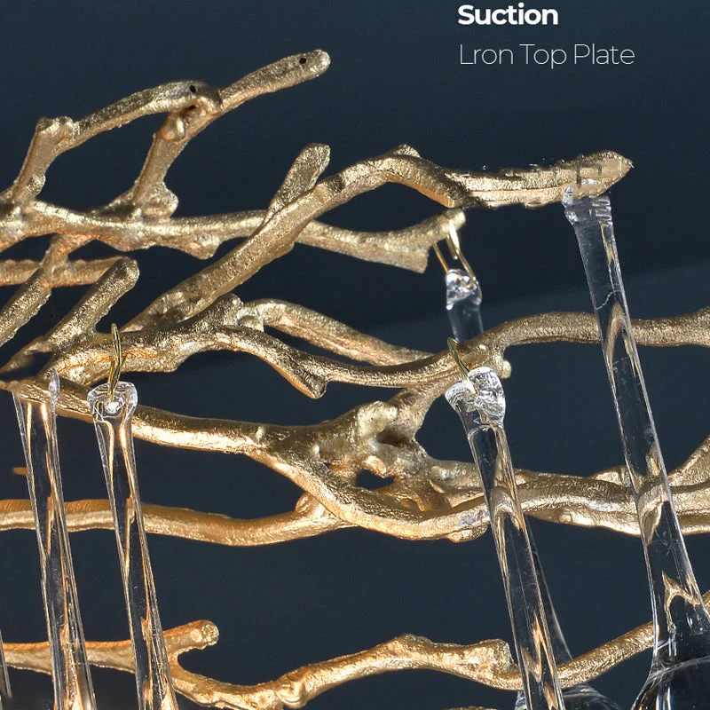 Crystal Teardrop Brass Branch Chandelier - Image 8