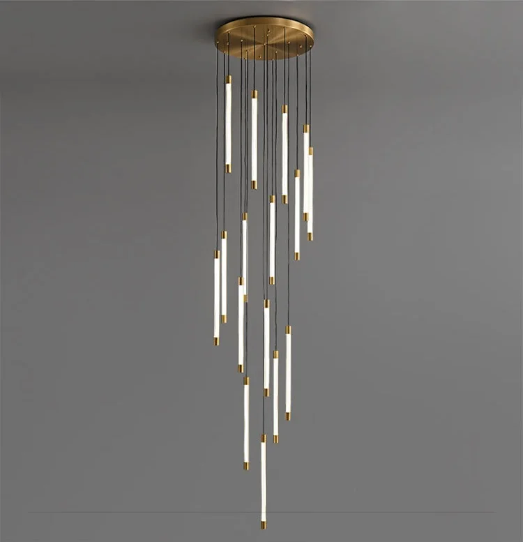 Custom Modern Iron Staircase Villa Apartment Loft Long Chandelier Hotel Villa Staircase Pendant Light - Image 3