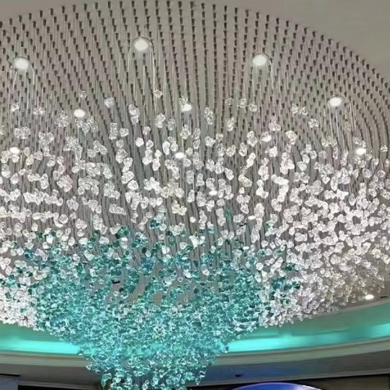 Customized Hotel Project Lobby Restaurant Turquoise Blue Glass Chandelier - Image 3