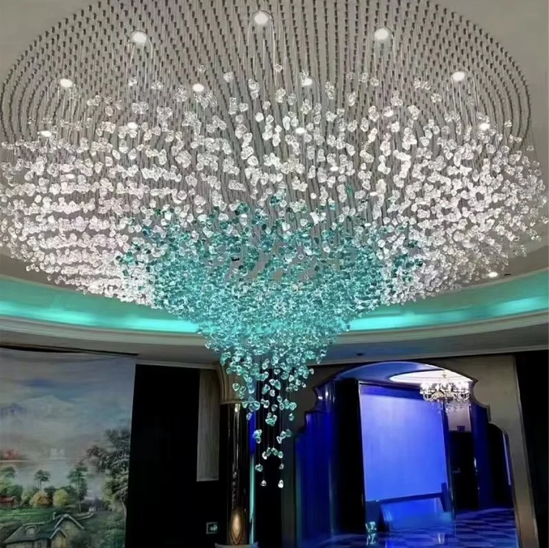 Customized Hotel Project Lobby Restaurant Turquoise Blue Glass Chandelier - Image 6