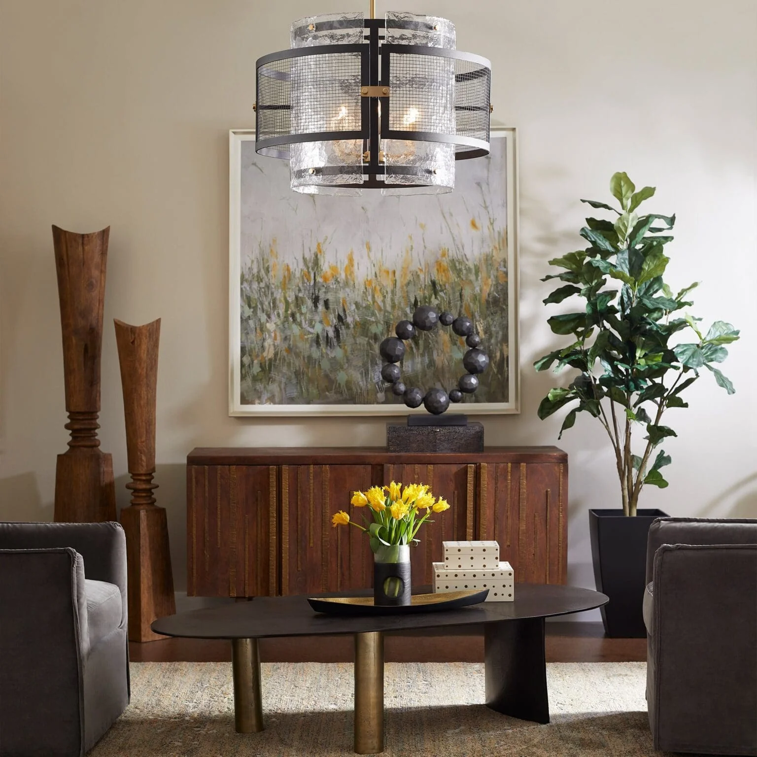 Cyan Design 11118 Panorama Chandelier - Noir & Aged Brass - Medium - Image 6