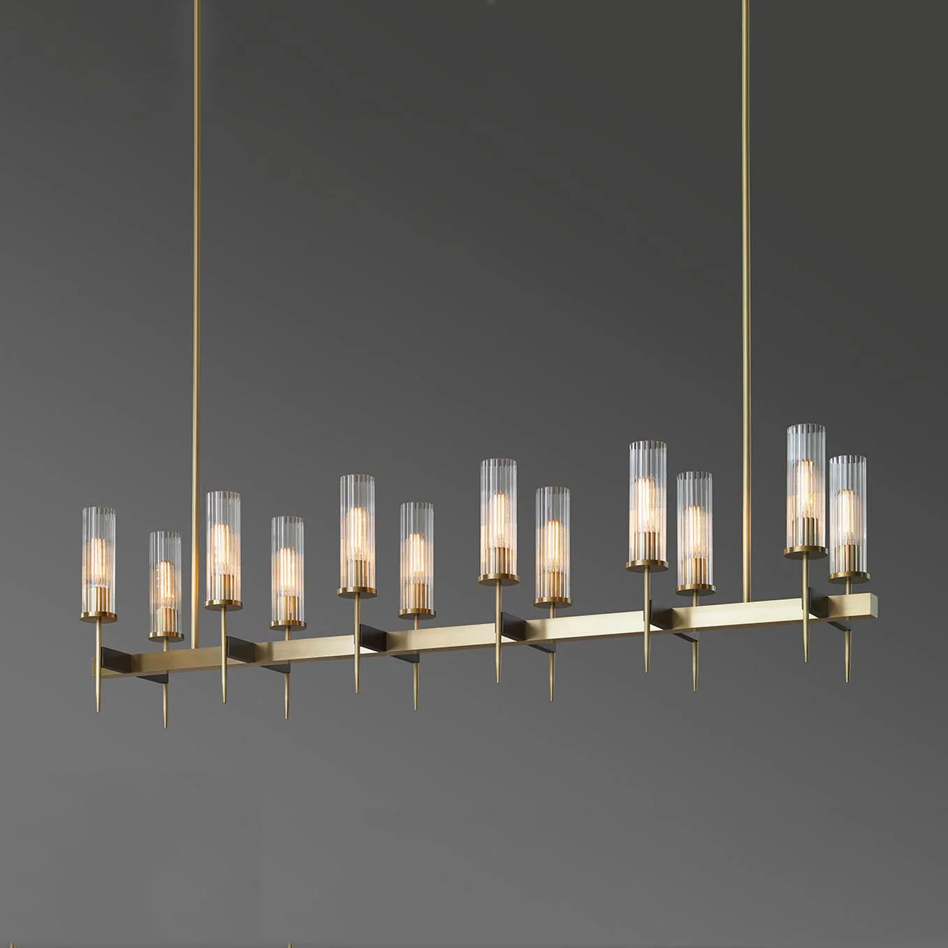 Cylinder Modernist Brass Chandelier - Image 2