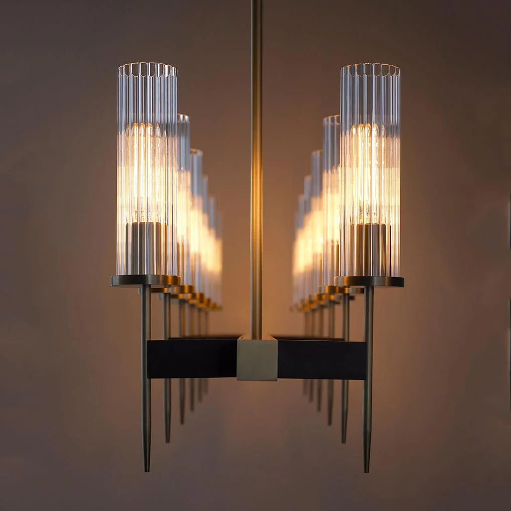 Cylinder Modernist Brass Chandelier - Image 3