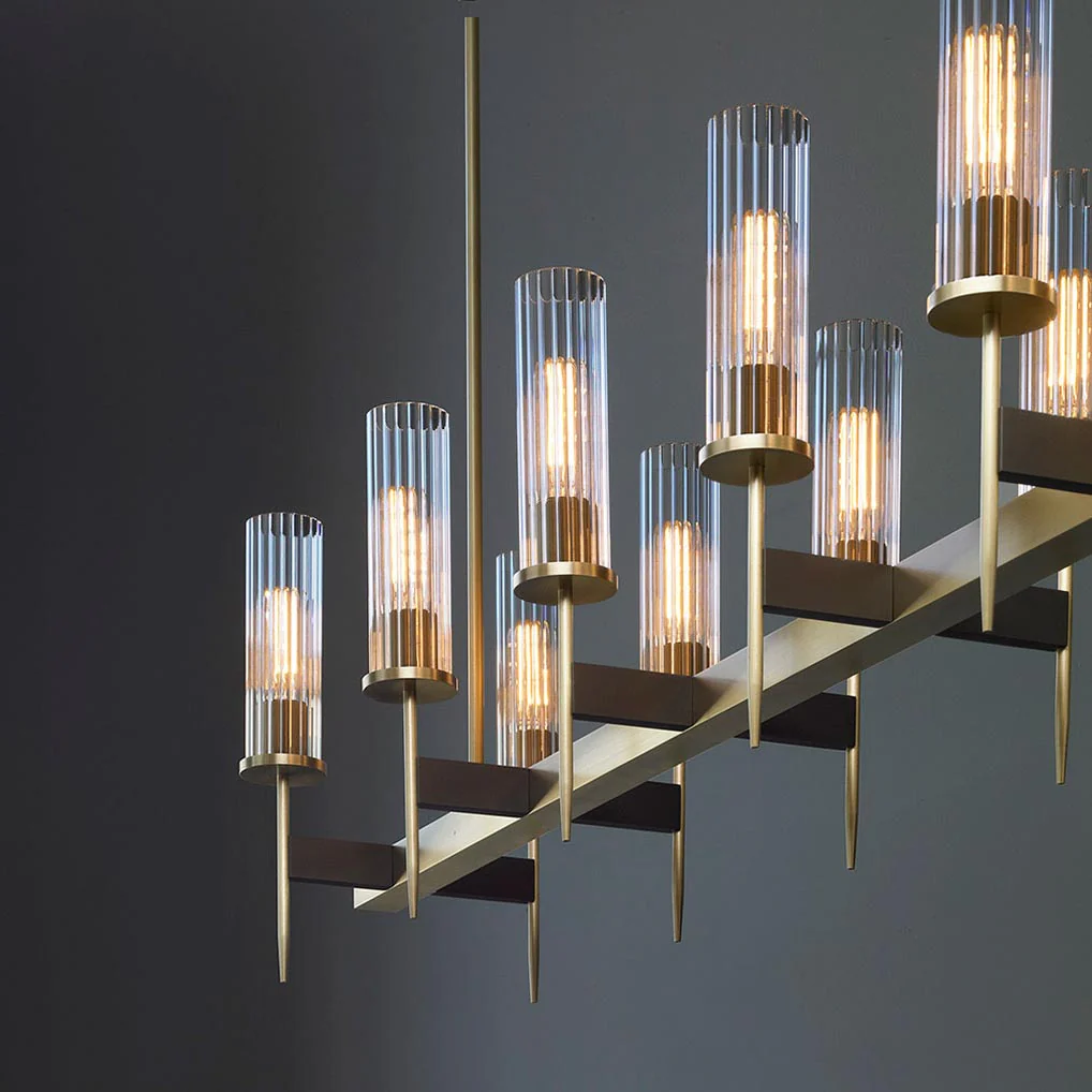 Cylinder Modernist Brass Chandelier - Image 4