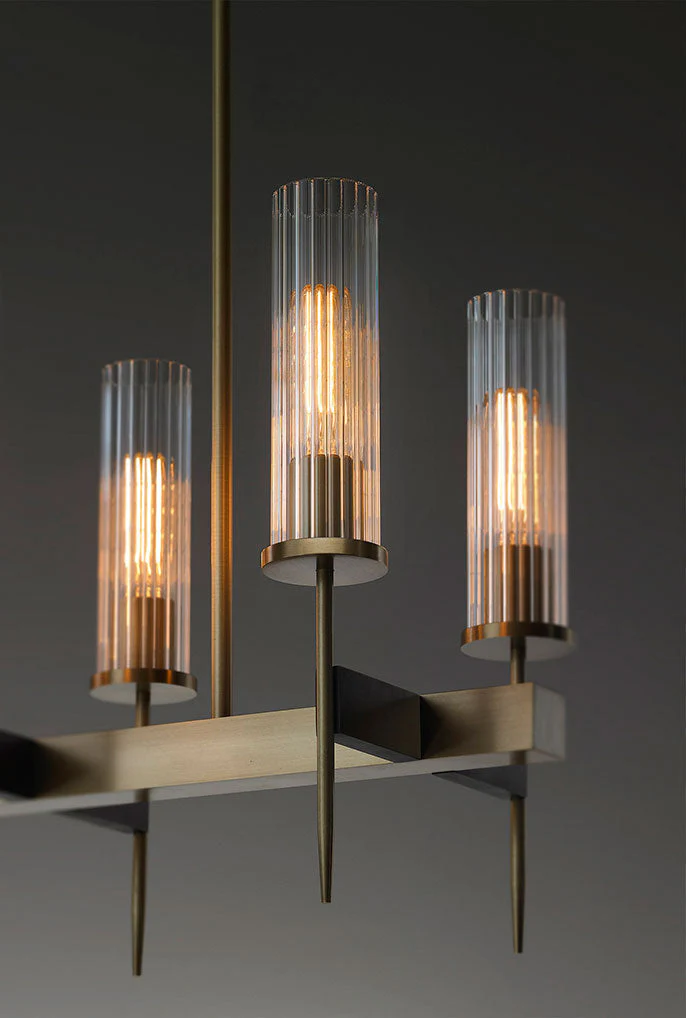 Cylinder Modernist Brass Chandelier - Image 5