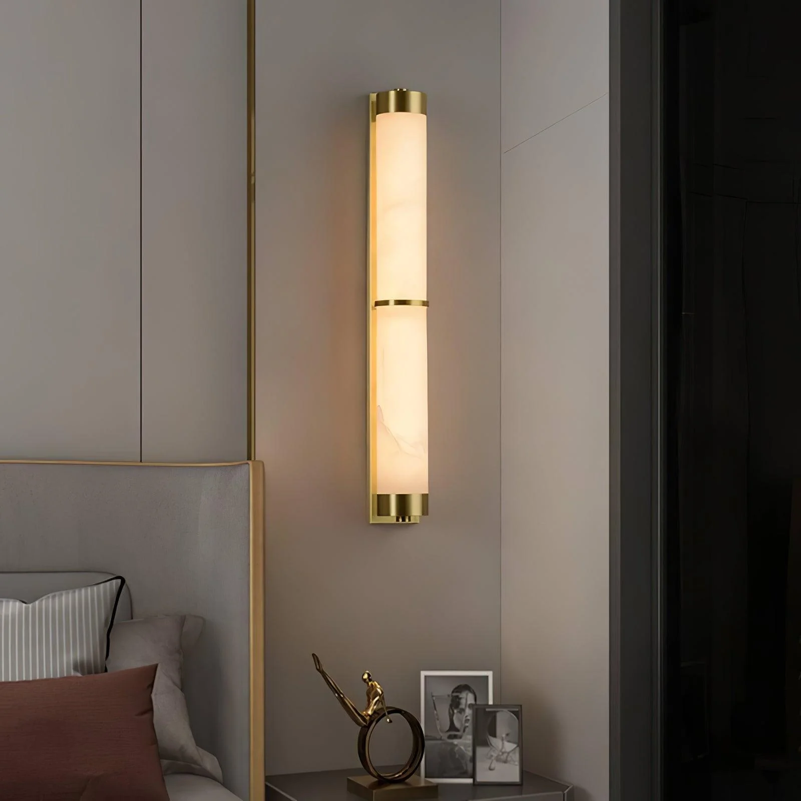 Cylindra Alabaster Brass Wall Light - Image 8