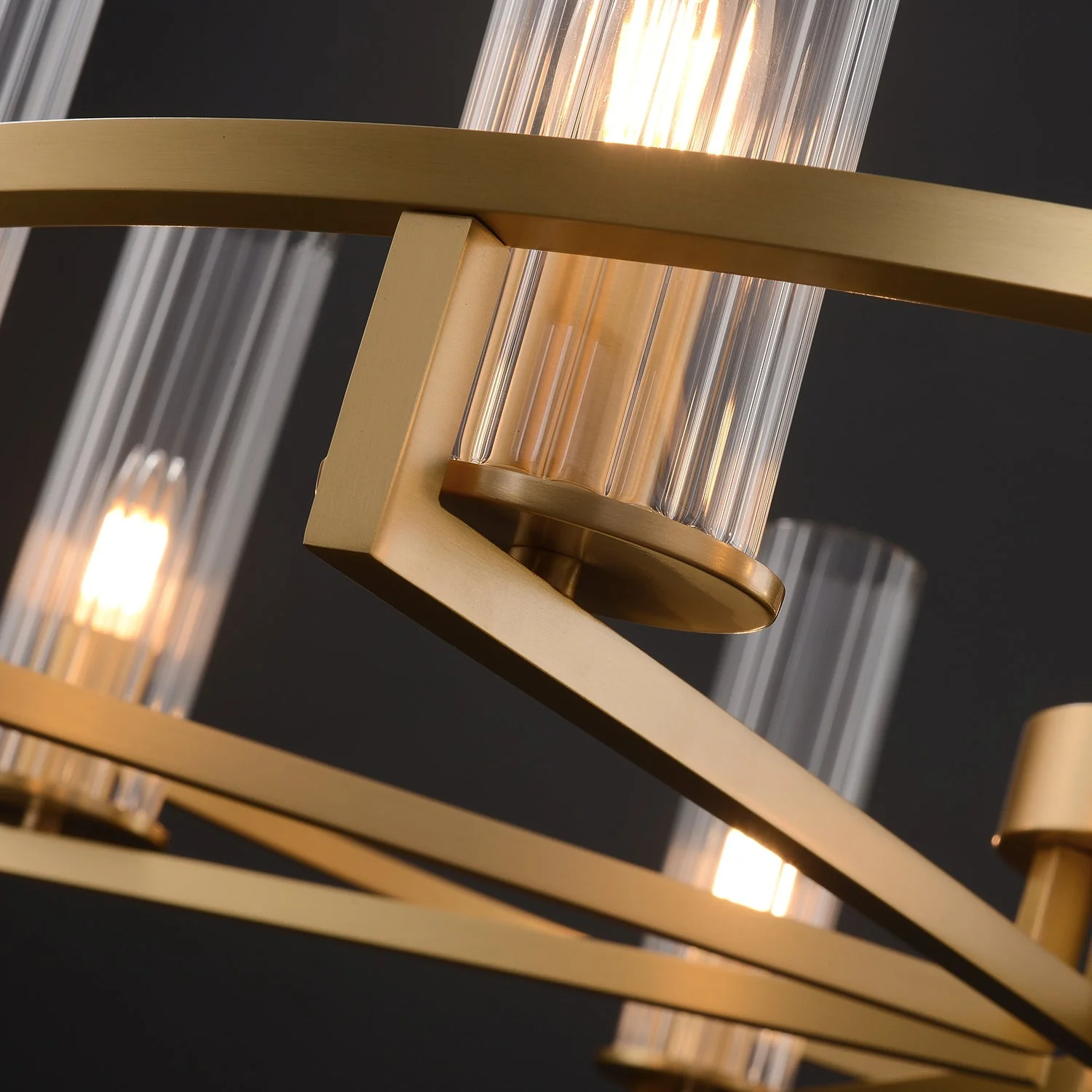 Cylindrical Aged Brass Chandelier - Image 7