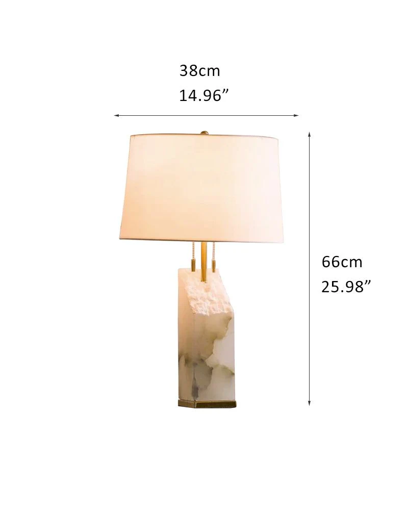 Dia 15" White Alabaster Table Lamp with linen tapered shade for living room bedroom - Image 9