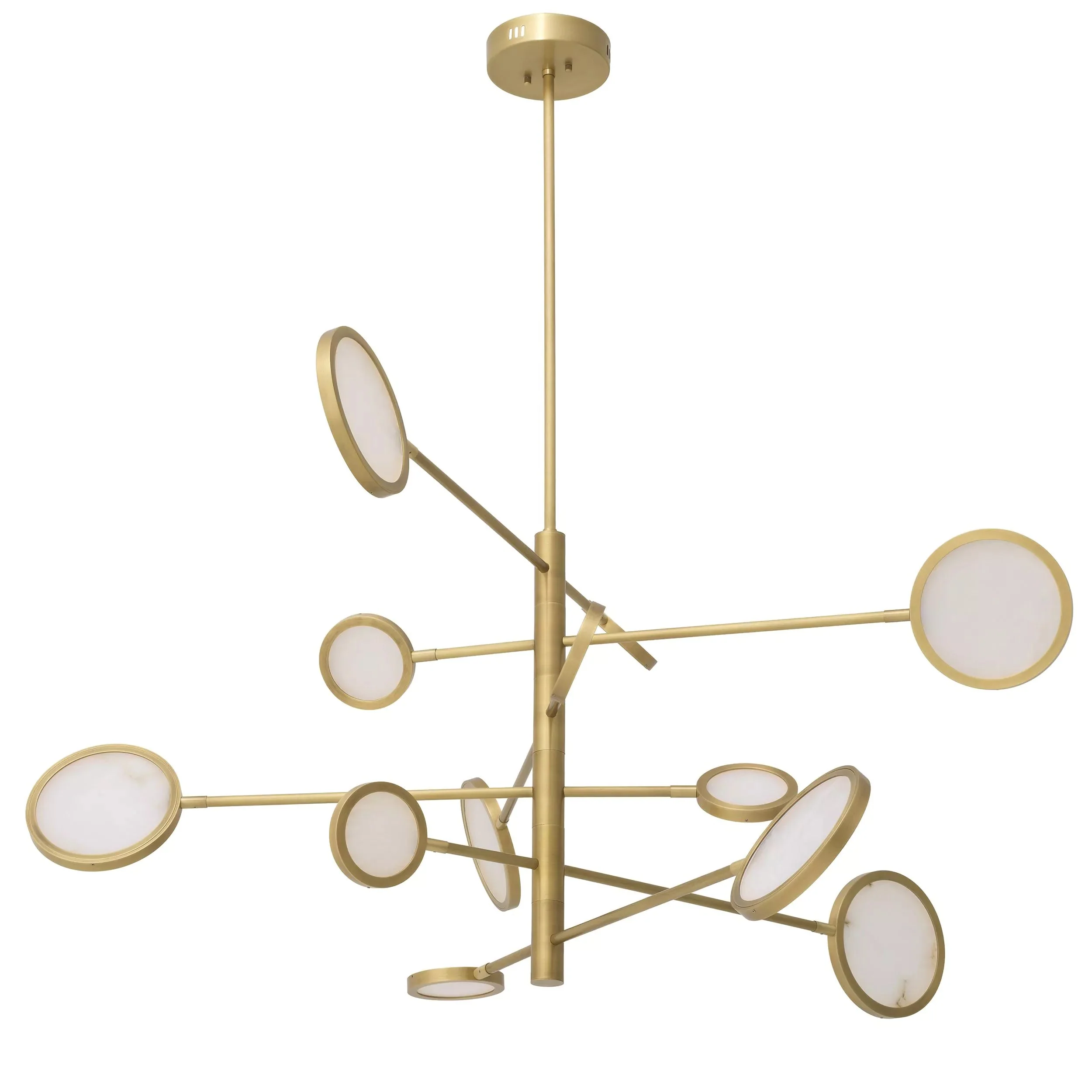 Domani Modern Brass Chandelier - (Antique Brass Finish | Alabaster) - Image 2