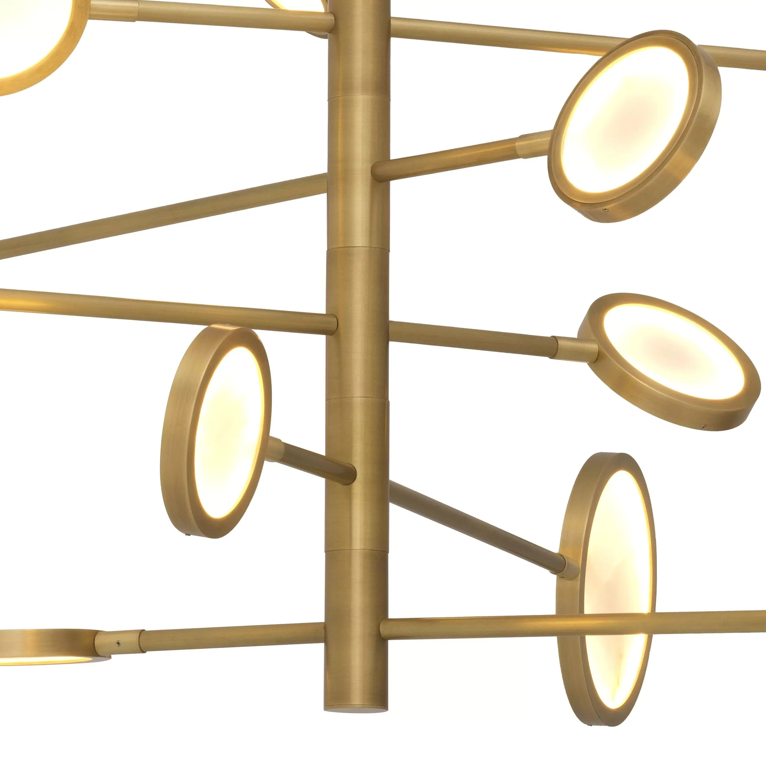 Domani Modern Brass Chandelier - (Antique Brass Finish | Alabaster) - Image 4