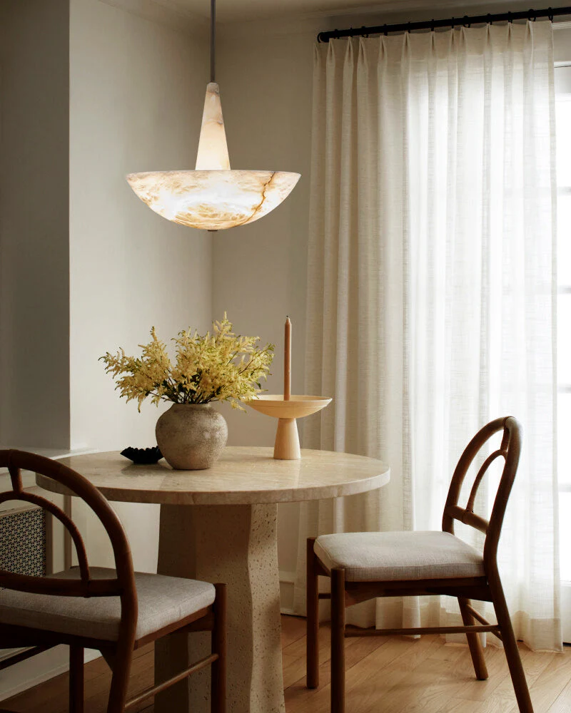 Domus Alabaster Round Bowl Ceiling Pendant Light 20in 28in - Image 10