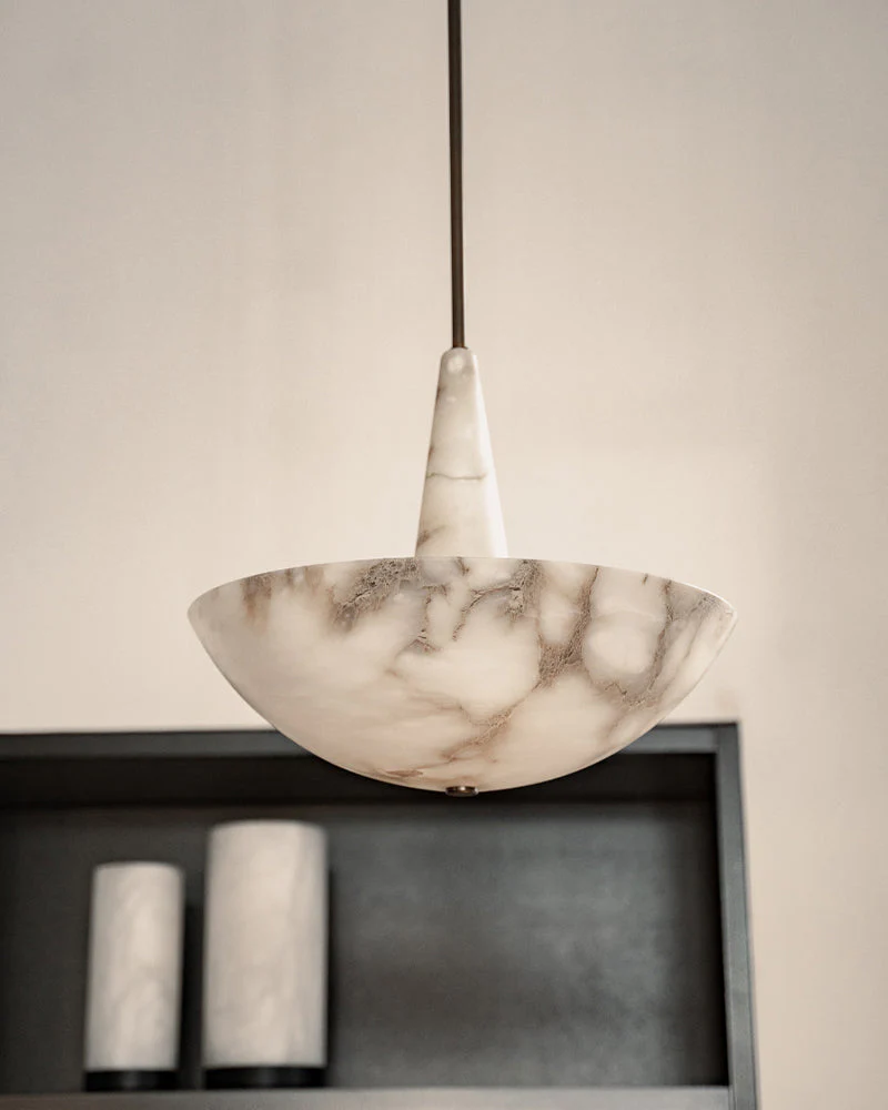 Domus Alabaster Round Bowl Ceiling Pendant Light 20in 28in - Image 12