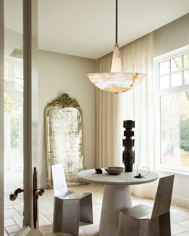 Domus Alabaster Round Bowl Ceiling Pendant Light 20in 28in - Image 4