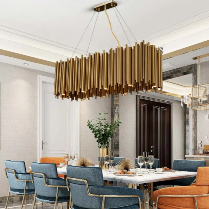 Dora Rectangle Dining Room Chandelier Gold - Image 8
