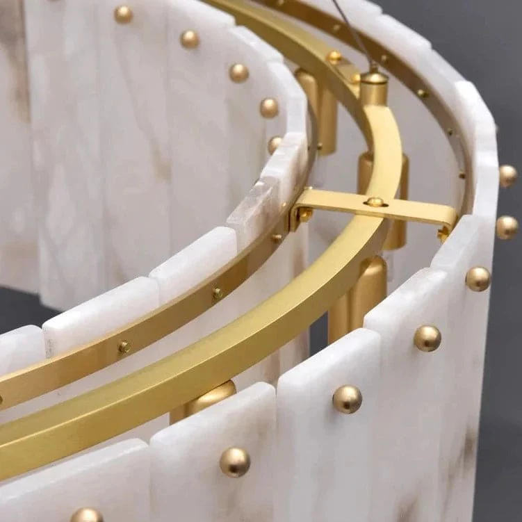 Double Round Alabaster Chandelier - Image 10