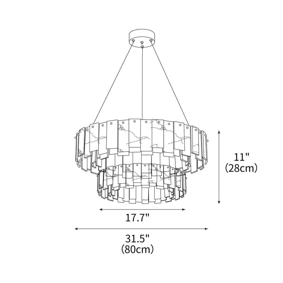 Double Round Alabaster Chandelier - Image 6