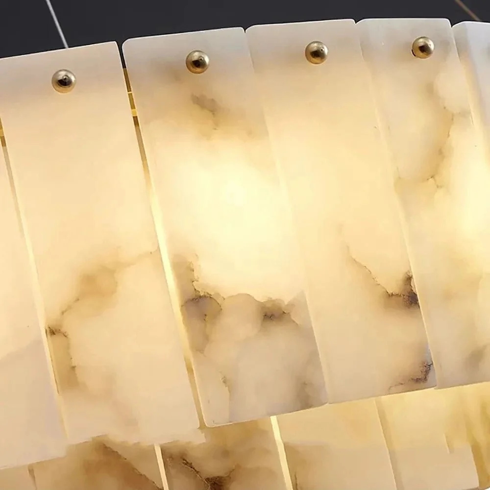 Double Round Alabaster Chandelier - Image 8