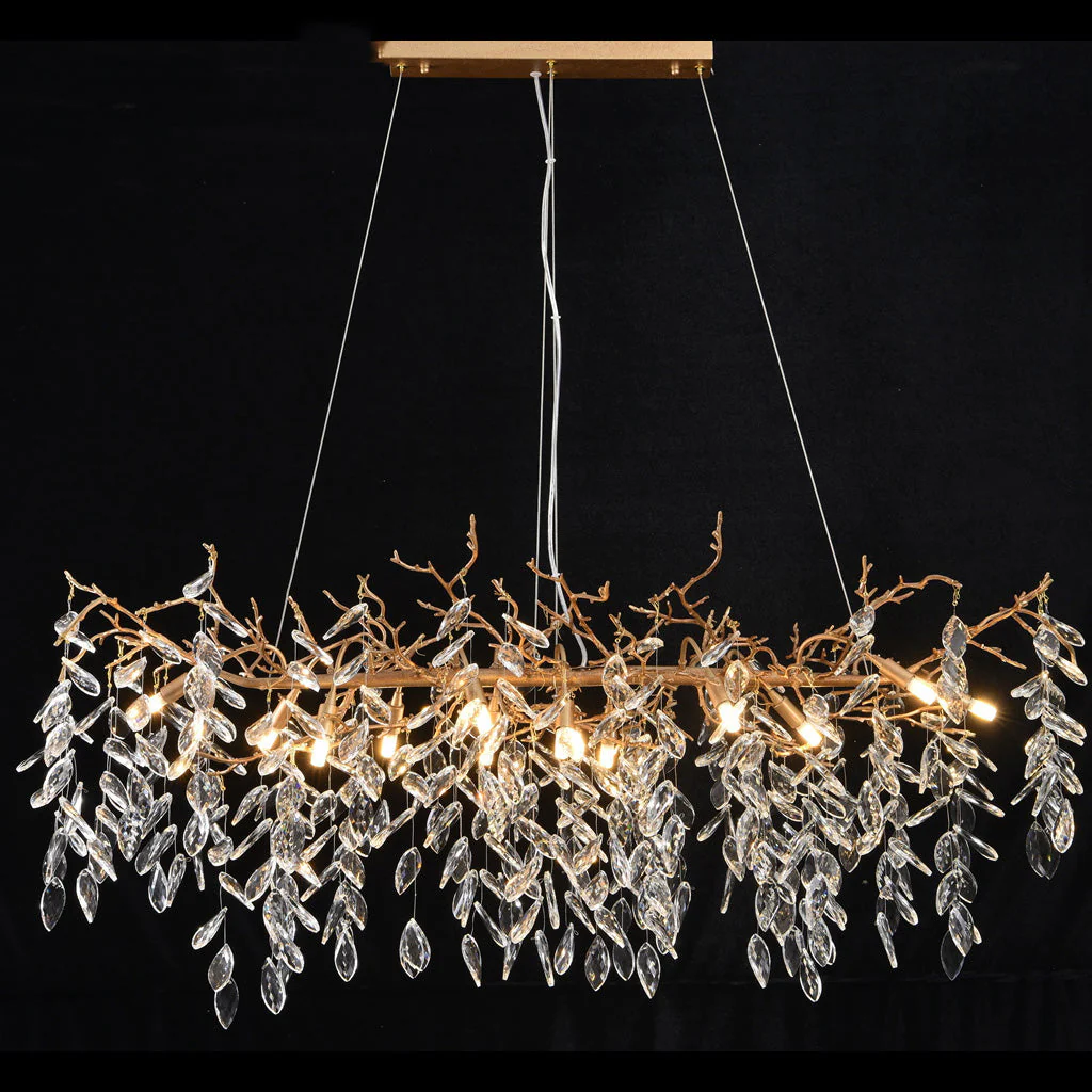 Drop shape Gold Clear Crystal Chandelier 40" - Image 3