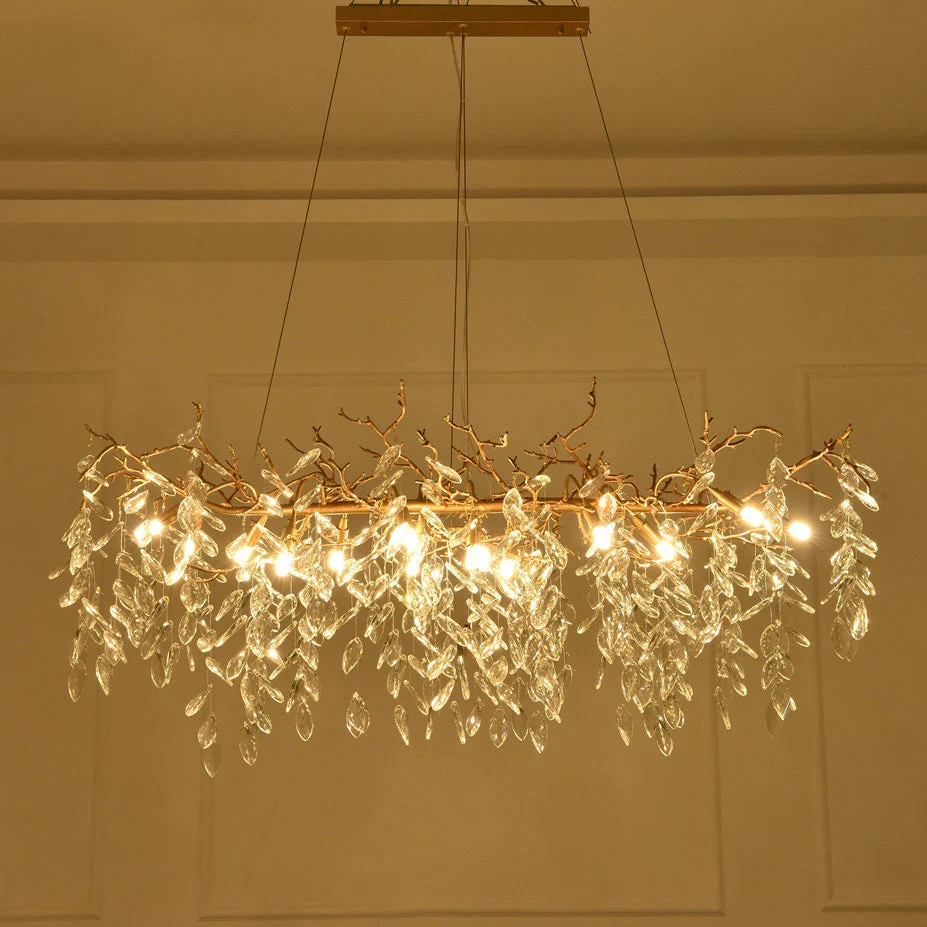 Drop shape Gold Clear Crystal Chandelier 40" - Image 5