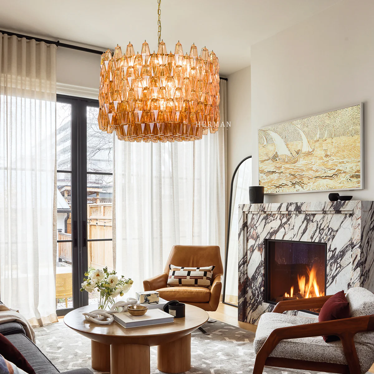 Drum Sorrento Chandelier – Two Colours Available 31.5" - Image 2