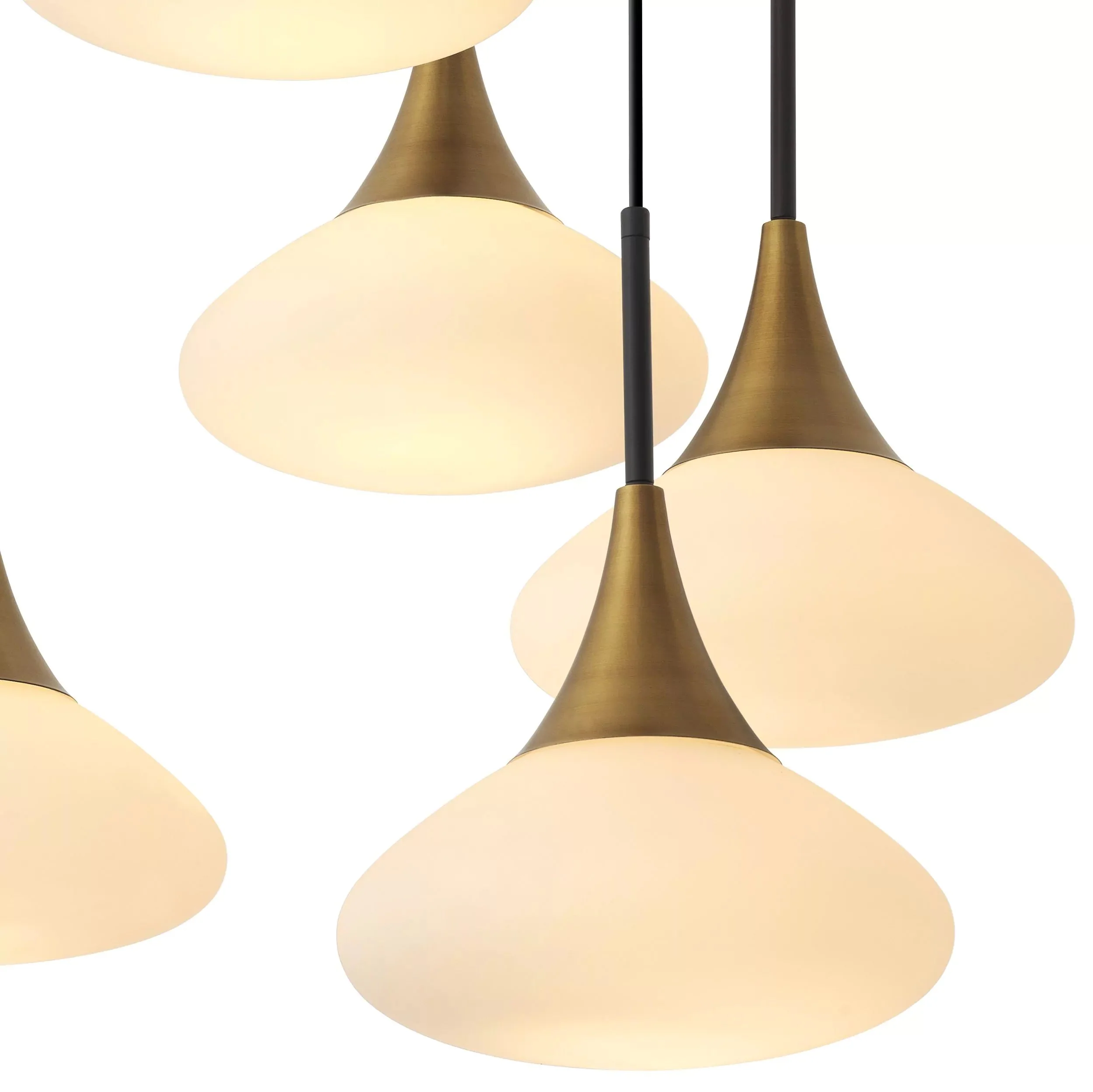 Duco L Modern Brass Chandelier - [Antique Brass Finish | White Glass | Black Finish | Alabaster] - Image 4