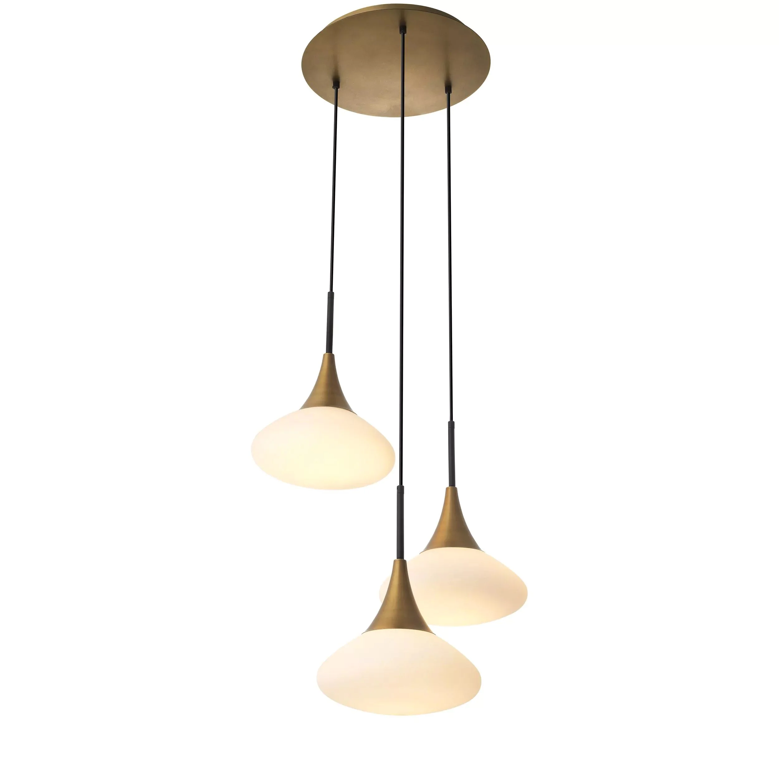 Duco S Modern Brass Chandelier - [Antique Brass Finish | White Glass | Black Finish | Alabaster] - Image 2