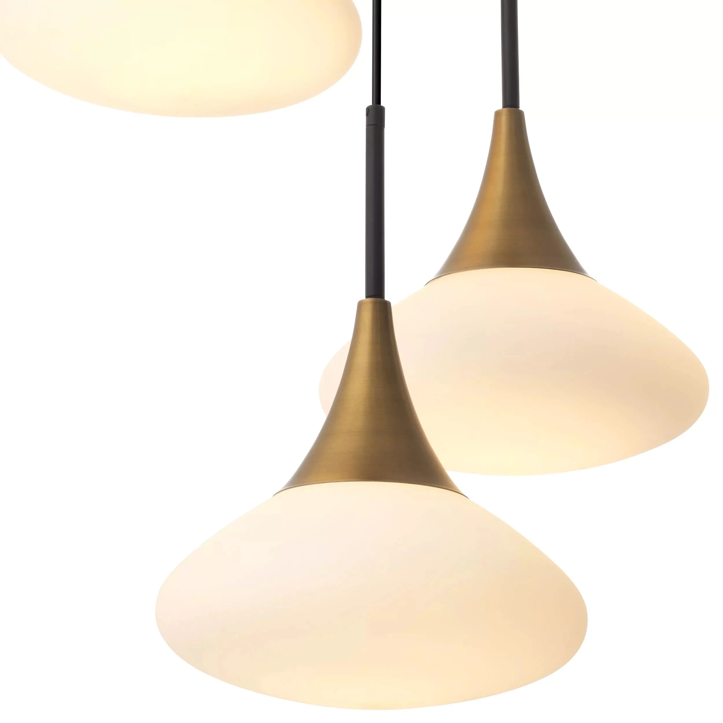 Duco S Modern Brass Chandelier - [Antique Brass Finish | White Glass | Black Finish | Alabaster] - Image 4