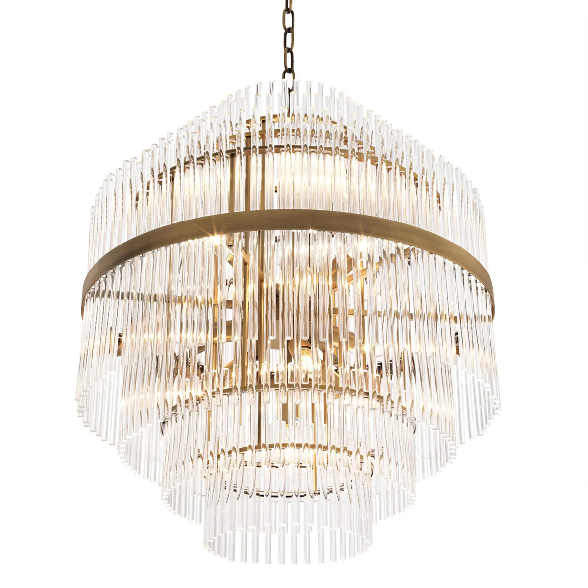 East Modern Brass Glass Chandelier - [Brass] - Image 8
