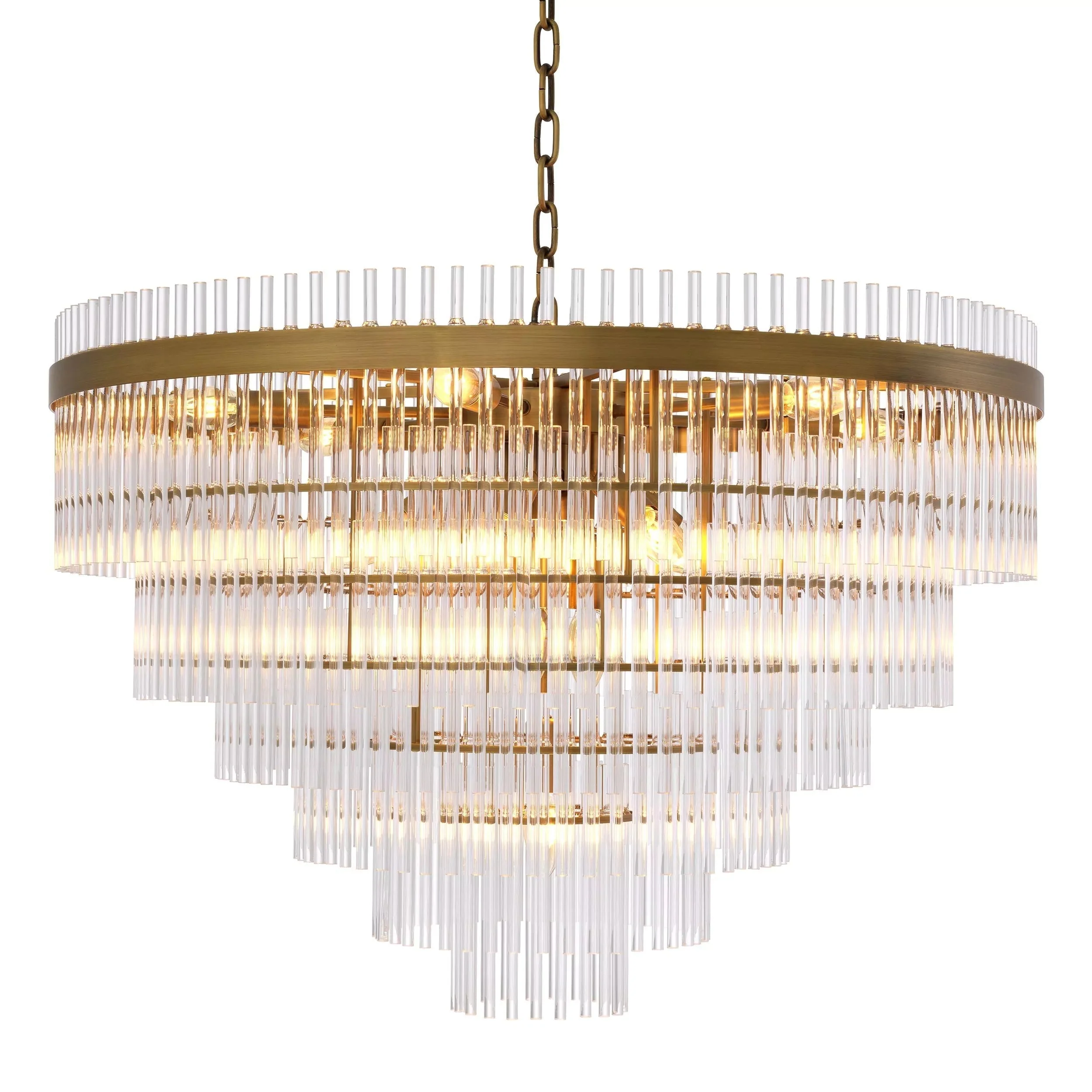 East Single Modern Glass Chandeliers (Antique Brass Finish/Clear Glass) - Image 5