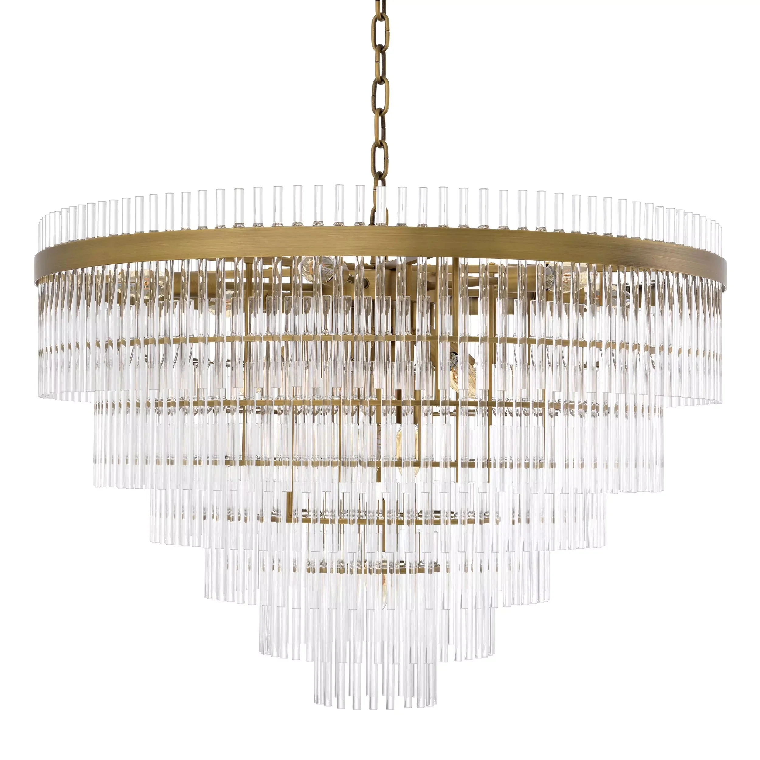 East Single Modern Glass Chandeliers (Antique Brass Finish/Clear Glass) - Image 6