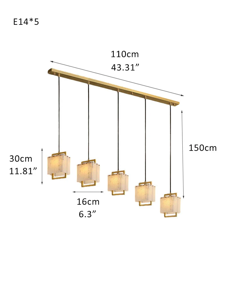 Elegant Cluster Alabaster Dome Suspension Light Lacquered Burnished Brass for hallway - Image 21