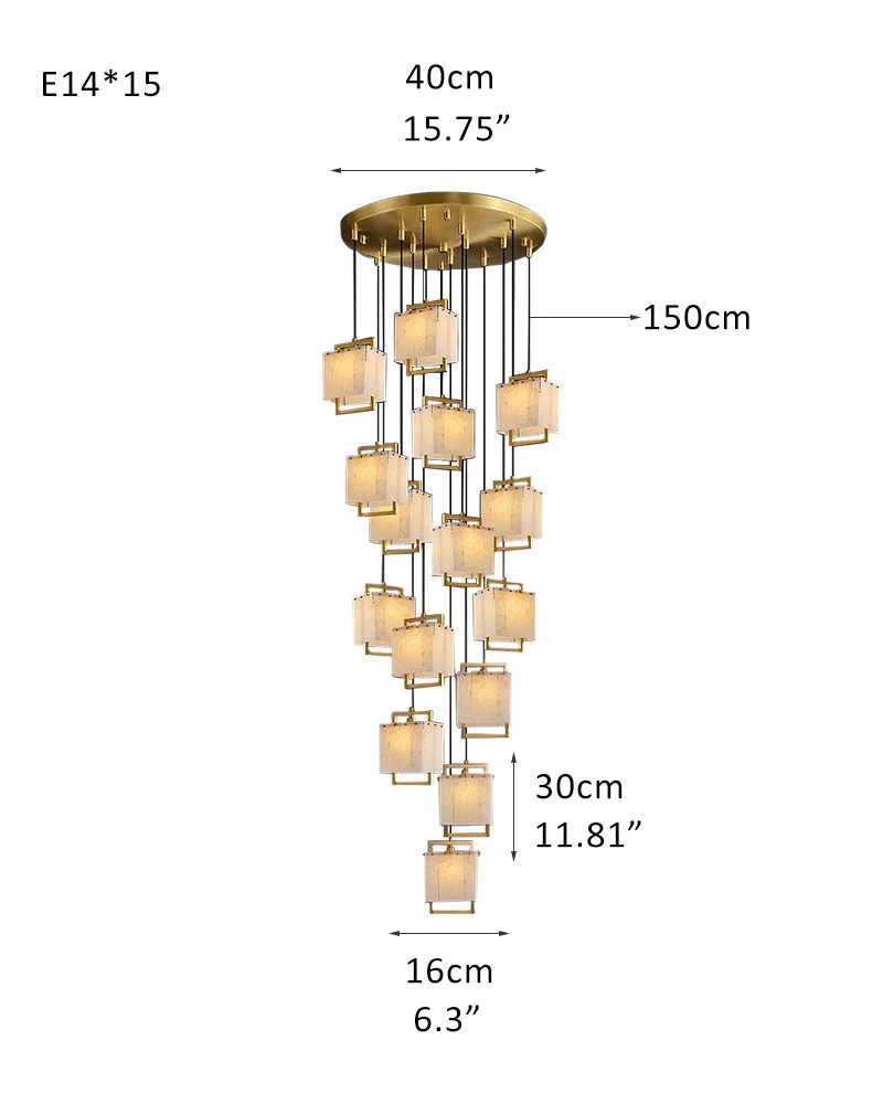Elegant Cluster Alabaster Dome Suspension Light Lacquered Burnished Brass for hallway - Image 24