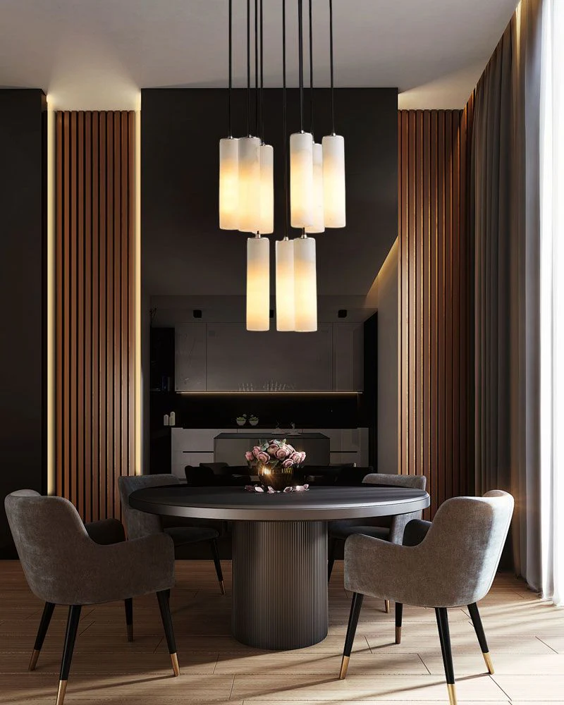 Elegant Lighting Linear Nature Stone 2" Wide Alabaster Chandelier - Image 12