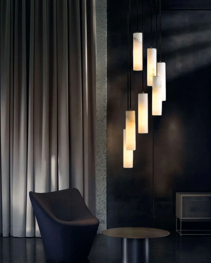 Elegant Lighting Linear Nature Stone 2" Wide Alabaster Chandelier - Image 14