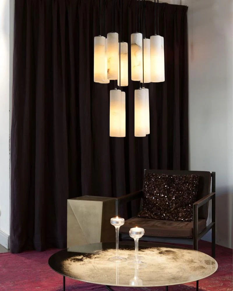 Elegant Lighting Linear Nature Stone 2" Wide Alabaster Chandelier - Image 16