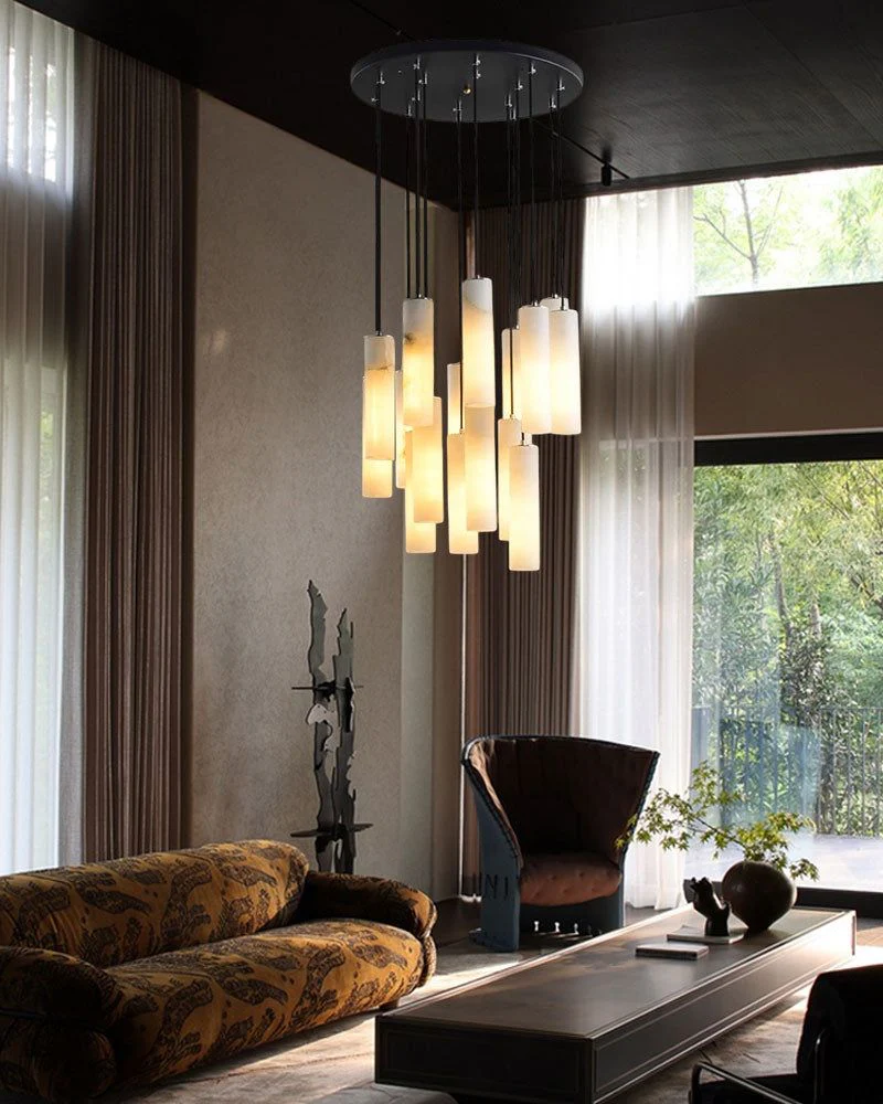 Elegant Lighting Linear Nature Stone 2" Wide Alabaster Chandelier - Image 17